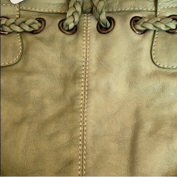 Marzia Italian leather soft green braid detail shoulder handbag - Picture 8 of 9